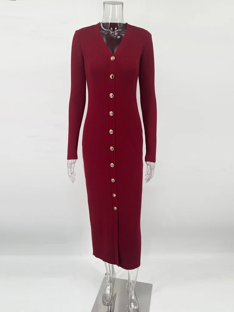 Осеннее вязаное длинное платье Tossy с v-образным вырезом для женщин лоскутный