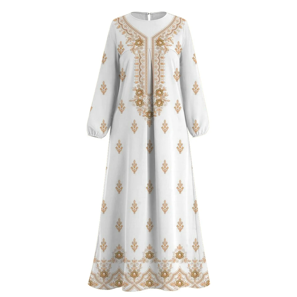 Женская абая в повседневном стиле с круглым вырезом свободная трикотажная ткань