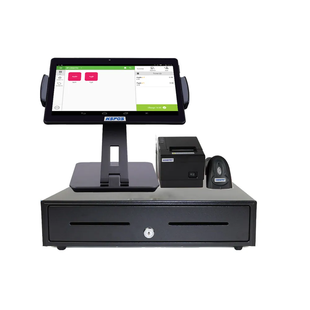 

Newest Wholesale Retail Restaurant POS Cash Register System With Printer,Scanner,Cash Drawer Tablet 10inch Android