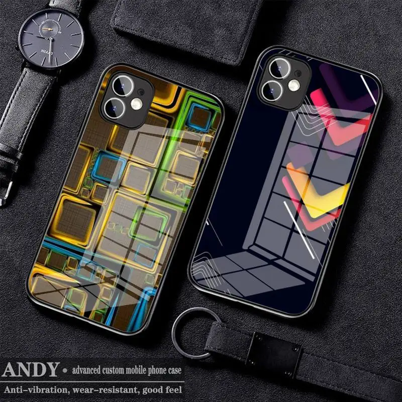 

Abstract Art Painting Phone Case Tempered Glass For Iphone6 6s 7 8 Plus XR X XS XSmax 11 12 13 Pro Mini Max
