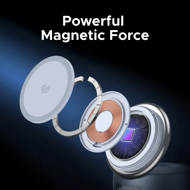 Фото НОВЫЙ! UGREEN Magflow Qi2 25 Вт Беспроводное зарядное устройство 2 в 1 Инновационный стиль Rocket для iPhone 17 16 Pro Max Быстрая зарядка №3