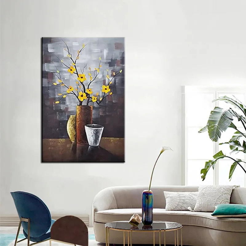 Современная Абстрактная масляная картина с цветами на холсте Ручная работа