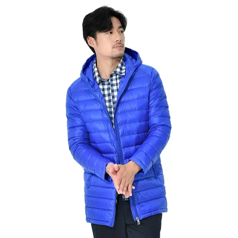 2022New 5XL 6XL 7XL 8XL Mens Lightweight Down Jacket 2022 Autumn Winter Men's Hooded Long Casual Regular Ultra-thin Men'