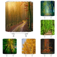 fall forest shower curtain maple leaf trees autumn natural landscape plant ecology scenery polyester fabric bath decor curtains
