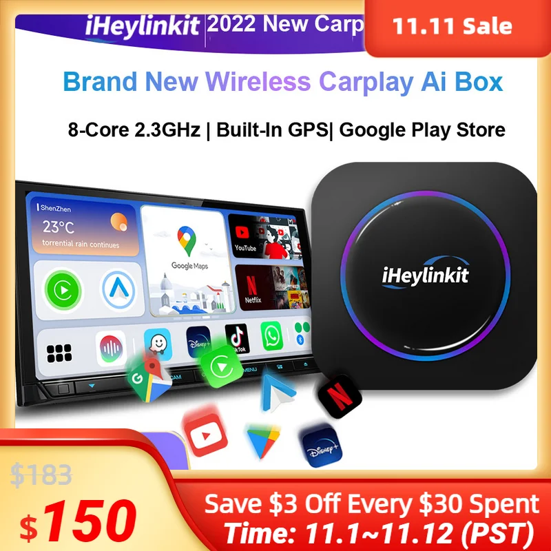 Pаспродажа IHeylinkit беспроводной Carplay мини AI Box Apple Carplay Android Авто Youtube Netflix Play для Audi Benz Mazda Toyota 4G LTE GPS Скидка IHeylinkit беспроводной Carplay мини AI Box Apple Carplay Android Авто Youtube Netflix Play для Audi Benz Mazda Toyota 4G LTE GPS