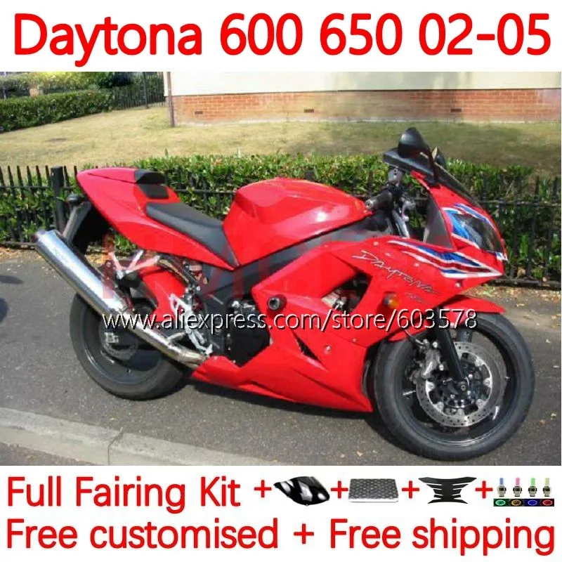 

Корпус для Daytona600 Daytona 650 600 02-05 Daytona650 2002 2003 2004 Daytona 2005 02 03 04 05 Обтекатели 148No. 600 Фабричный красный