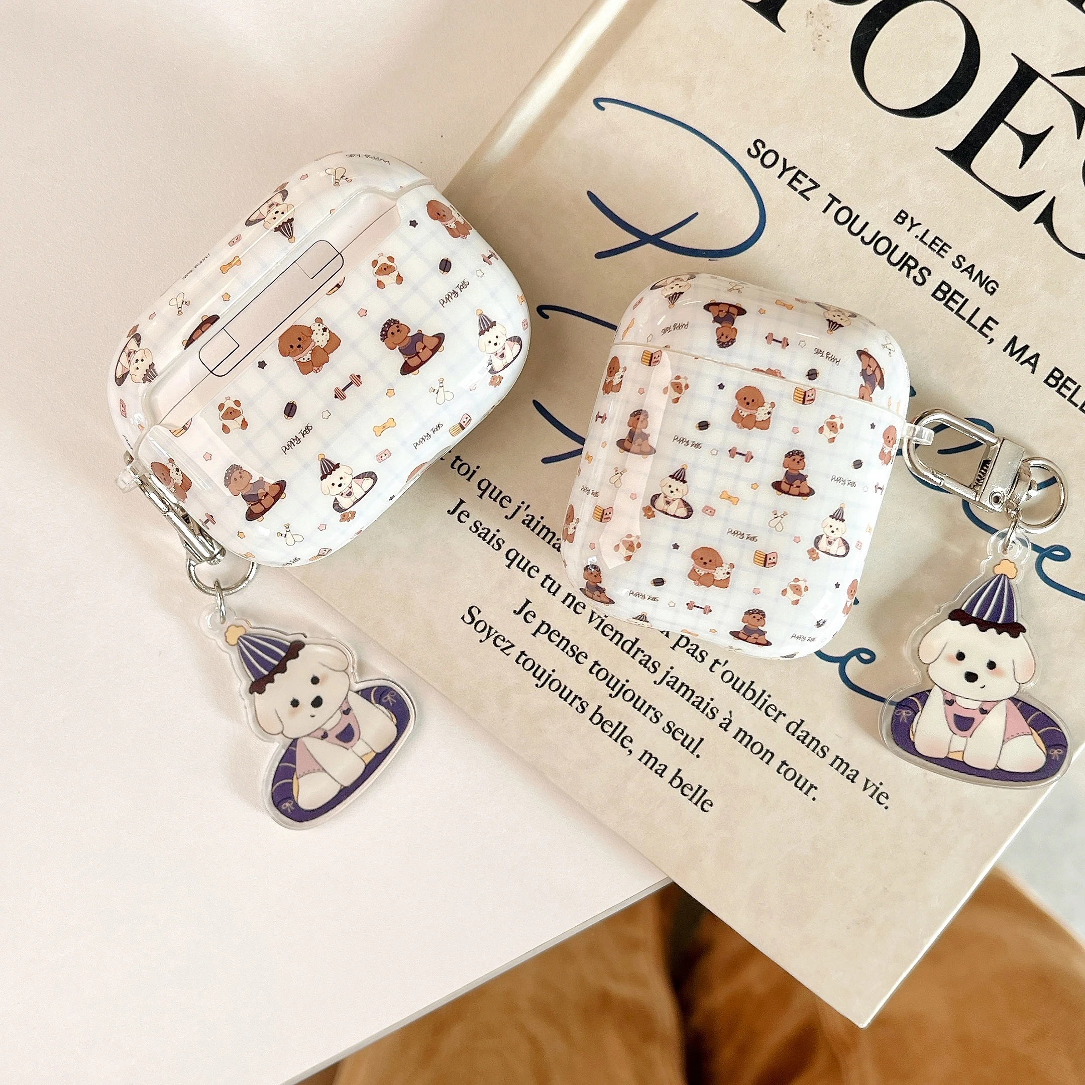 Для Airpods 4 3 2 1 Pro Custodia per auricolari con catena cani 3D пер протеzione della copertura Fundas scatola