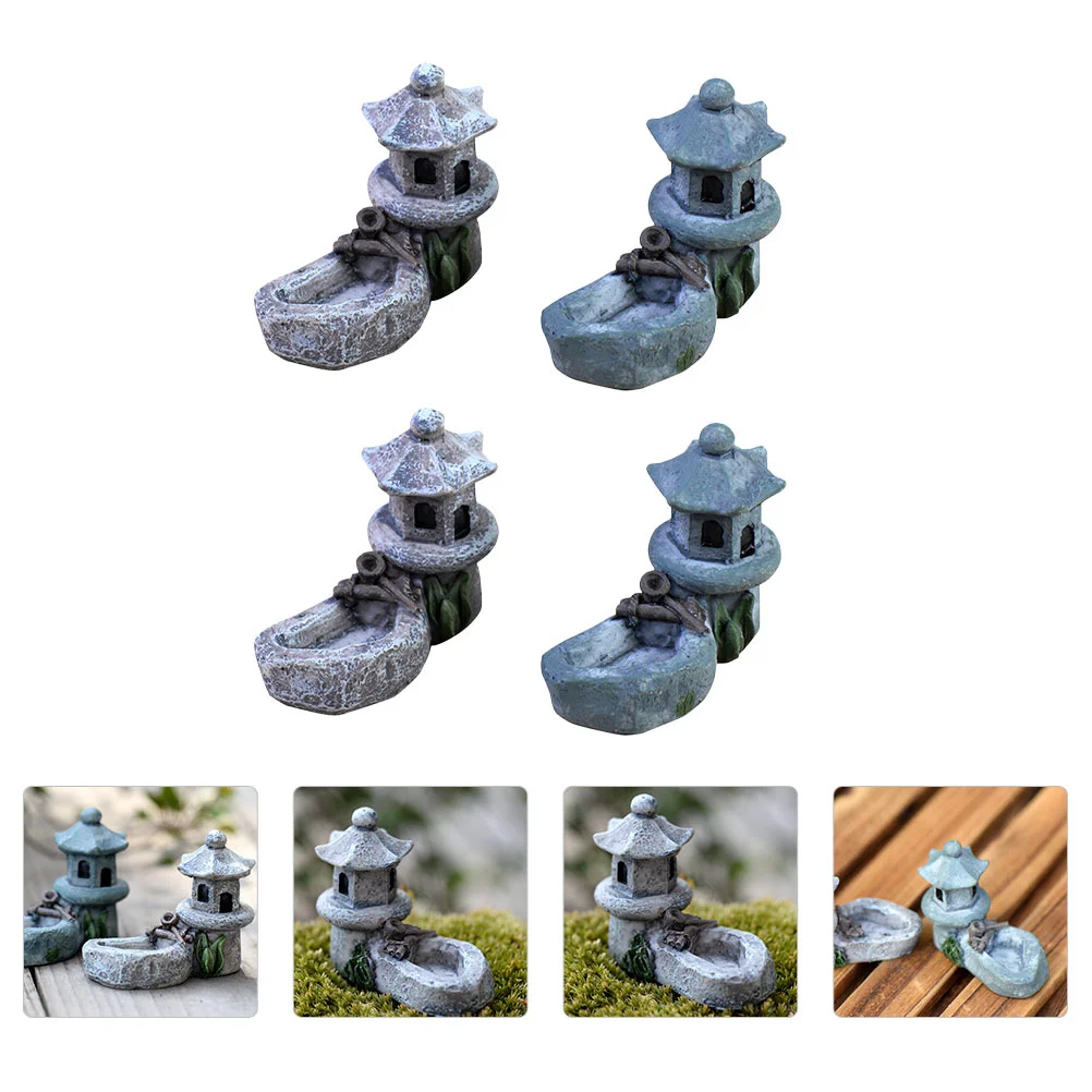 

4pcs Mini Pool Towers Micro Miniature Small Pool Tower Bonsai Ornaments Sculpture
