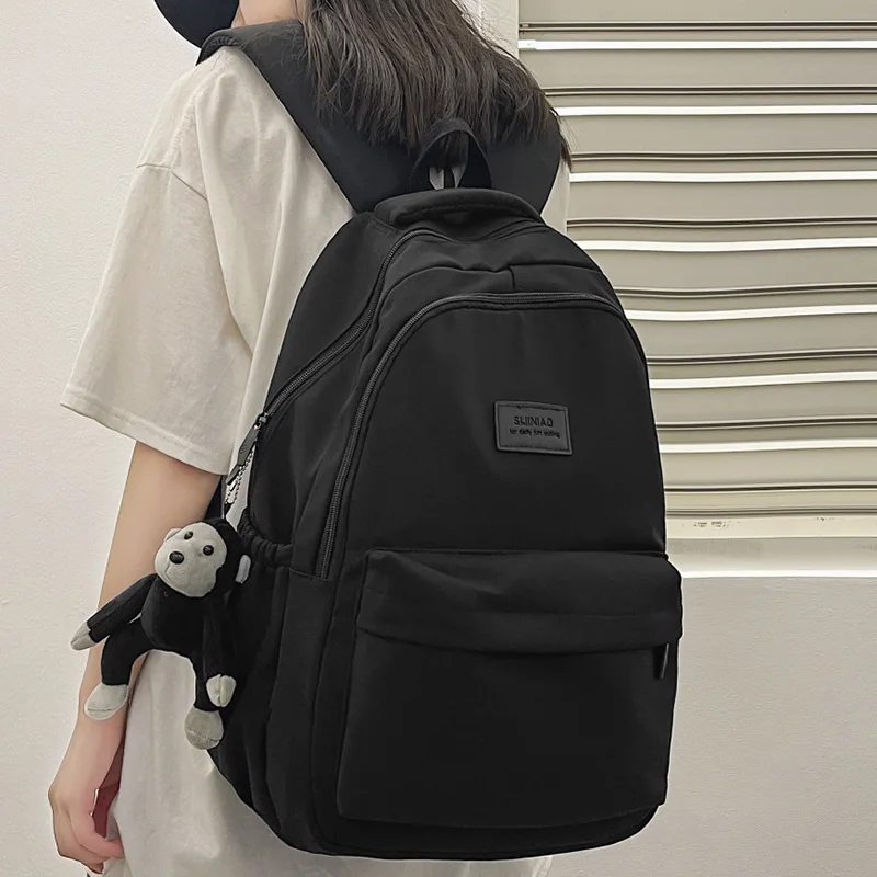Однотонный женский рюкзак для девочек Корейская вместительная школьная сумка