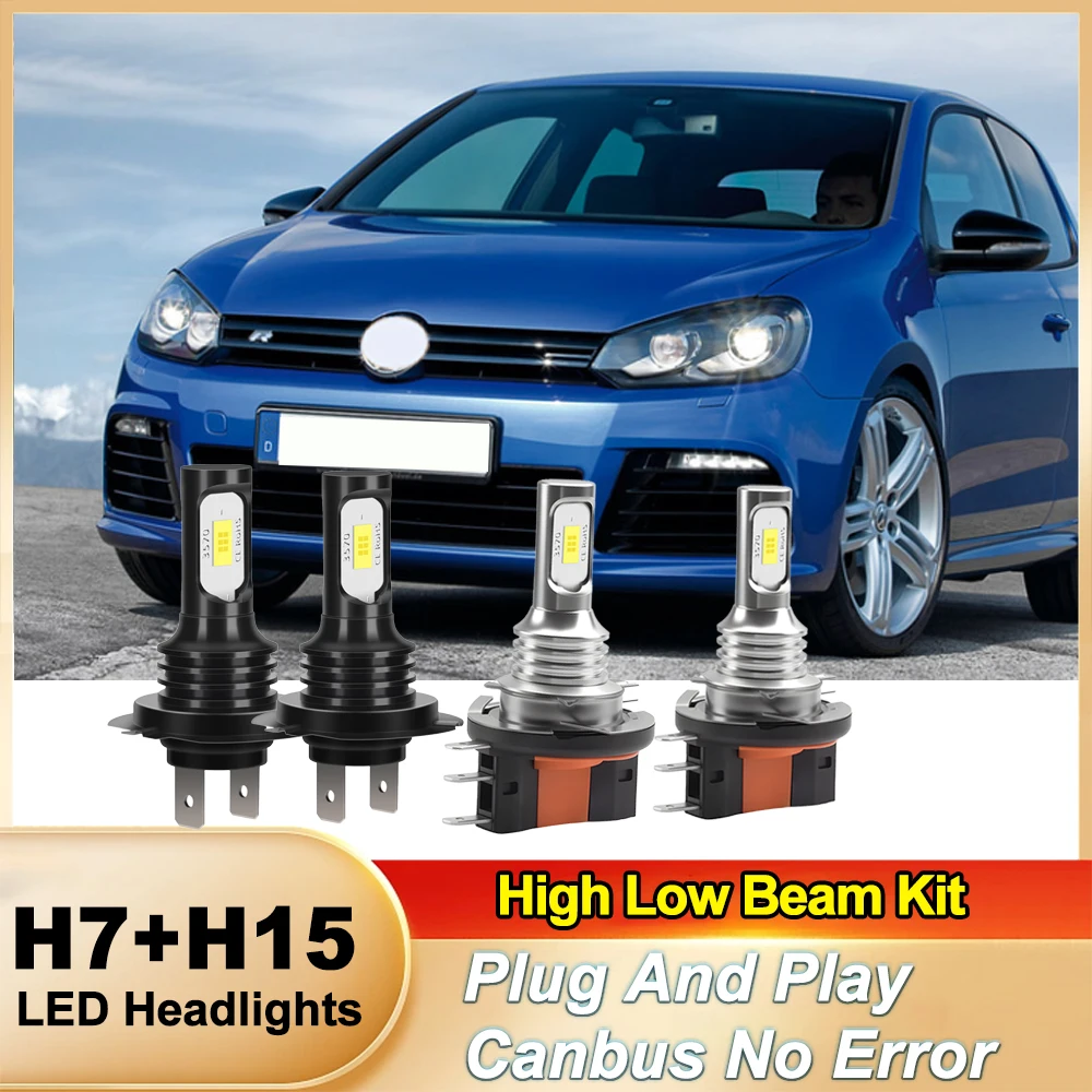 

Комплект Светодиодных Ламп Для Фар Автомобиля H7 H15 6000K, Белый Свет, DRL, Plug And Play