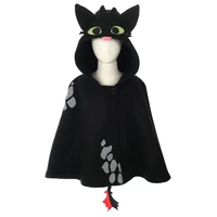 kids how to train your dragon black cloak cape costume cosplay night fury toothless hooded child
