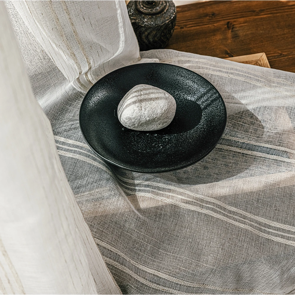 Шторы NAPEARL из белого тюля современные занавески в коричневую полоску прозрачная