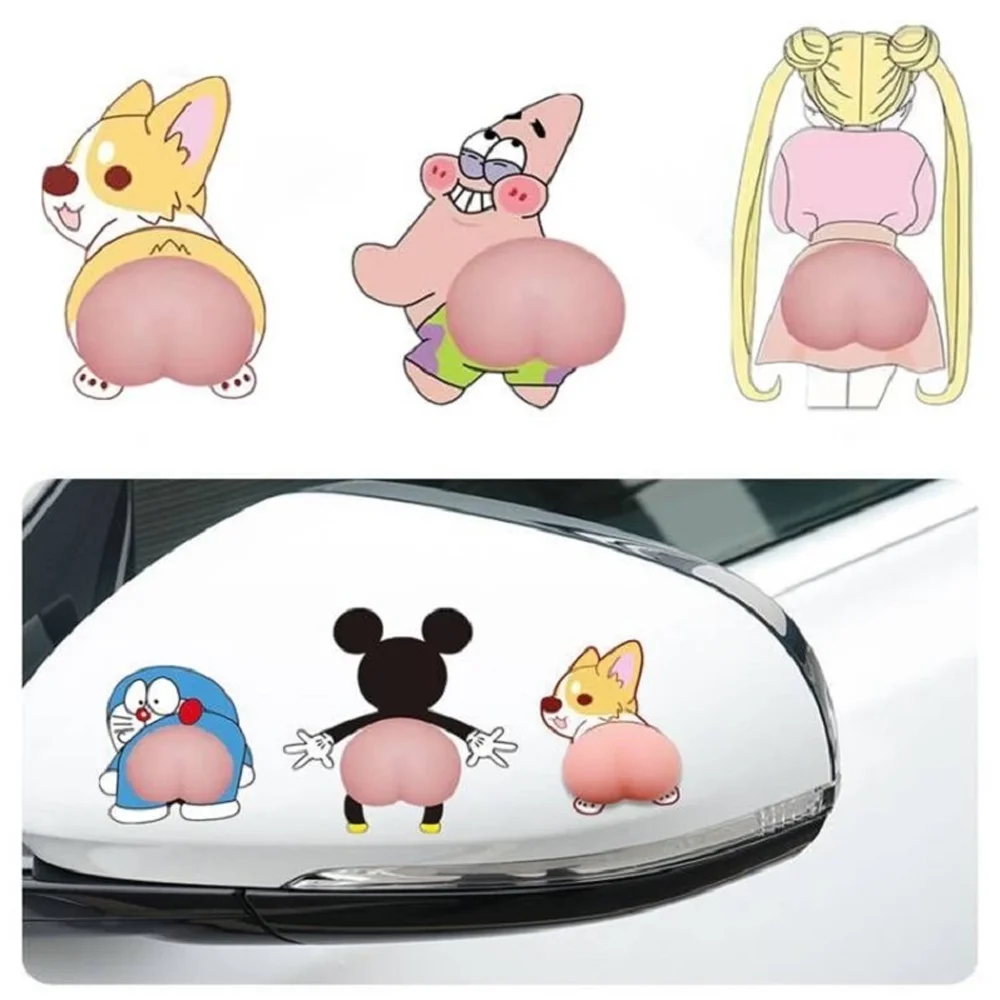 

2PCS Anti Chafing Anti-scratch Cute Butt Strip Body Decoration Car Sticker Creative Cartoon Anti - Collision Butt Stickers