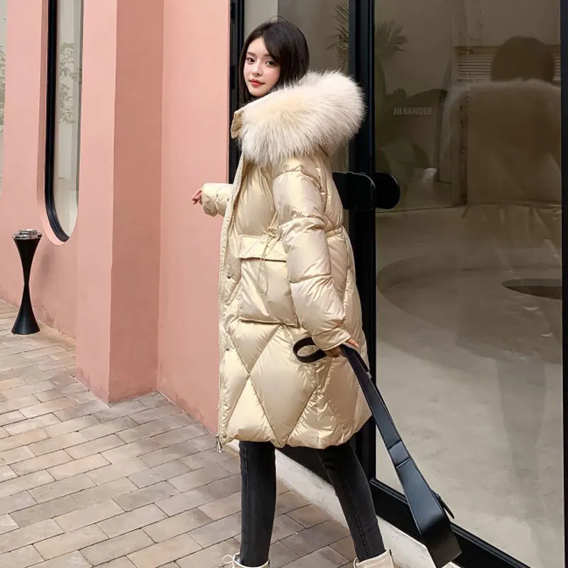 Winter Jacket Women 2022 Padded Hooded Quilted Jacket Korean Drawstring Pocket Long Padded Jacket Plus Size Female Clothing XXL