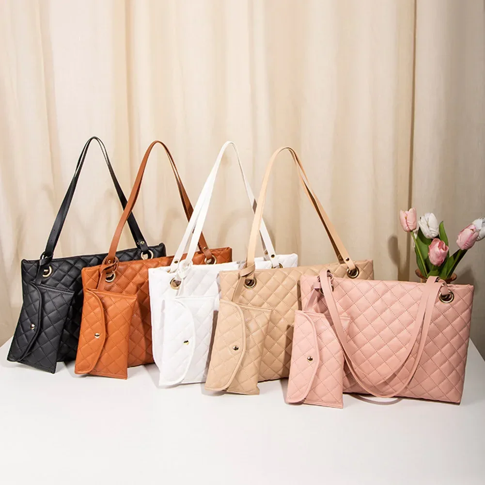 

Women Tote Bag Wallet Two-Piece Suit PU Leather 2 in 1 Handbag Set Fashion Satchel Hobo Pouch Large Capacity Ladies Purse Bolsa