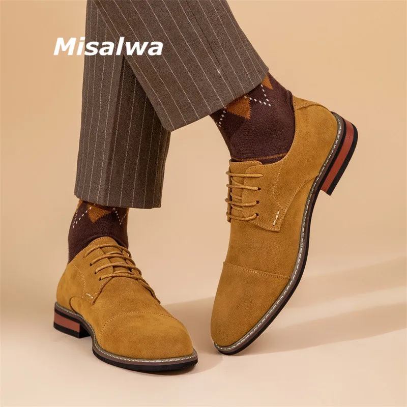 

Dropshipping Oversize Men Dress Shoes Misalwa Formal Suede Leather Shoes Men's Oxford Work Shoes British Mens Ceremony Shoes