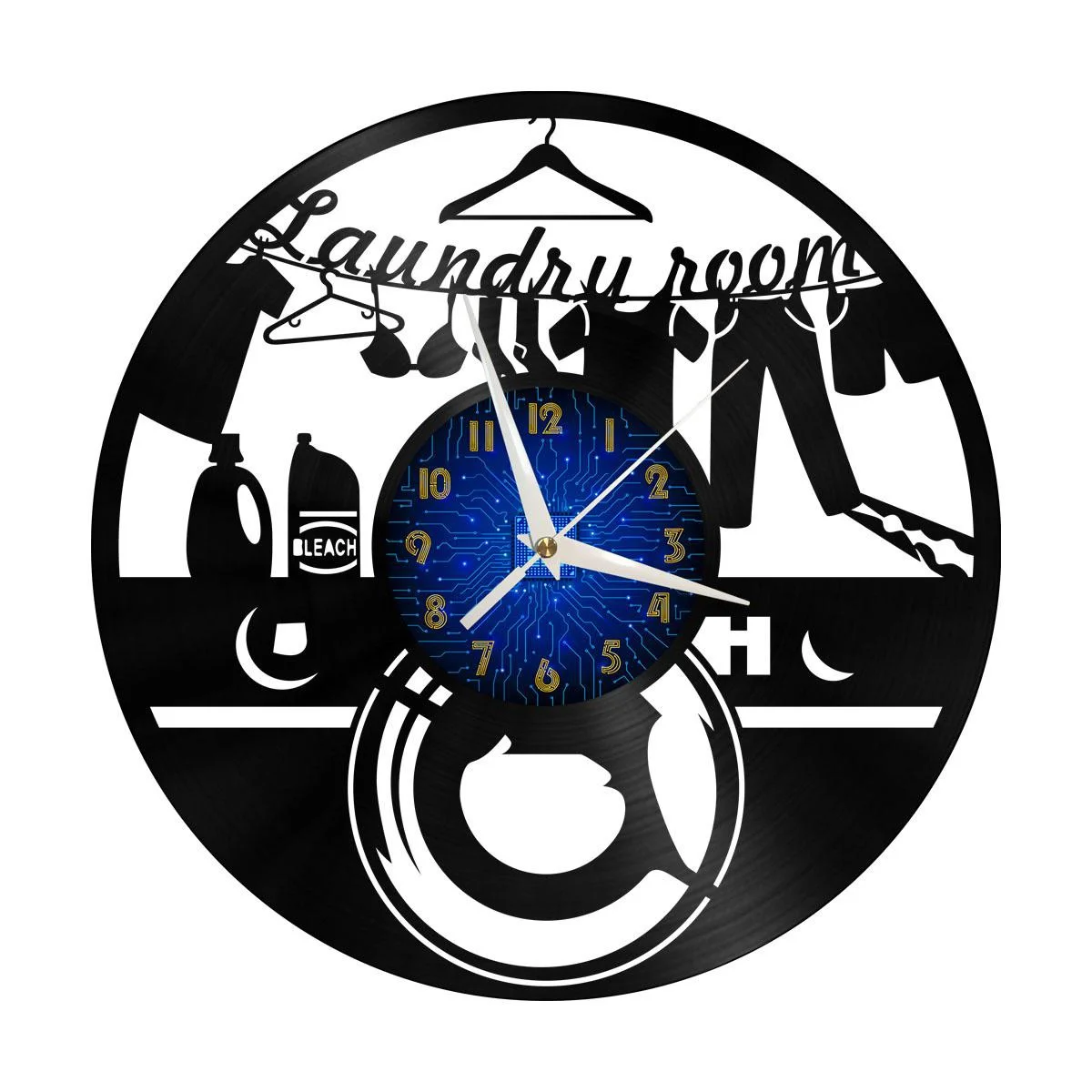 

Laundry Vinyl Wall Clock, Vinyl Record Clock Wall Art Silent & Non-ticking