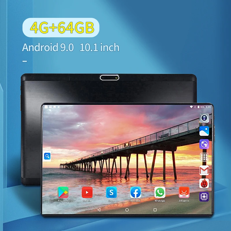 Free shipping Android 9.0 Octa Core 10.1 inch Tablet PC 4GB RAM 64GB ROM 5MP WIFI A-GPS Bluetooth 4G LTE IPS 1280*800 tablet