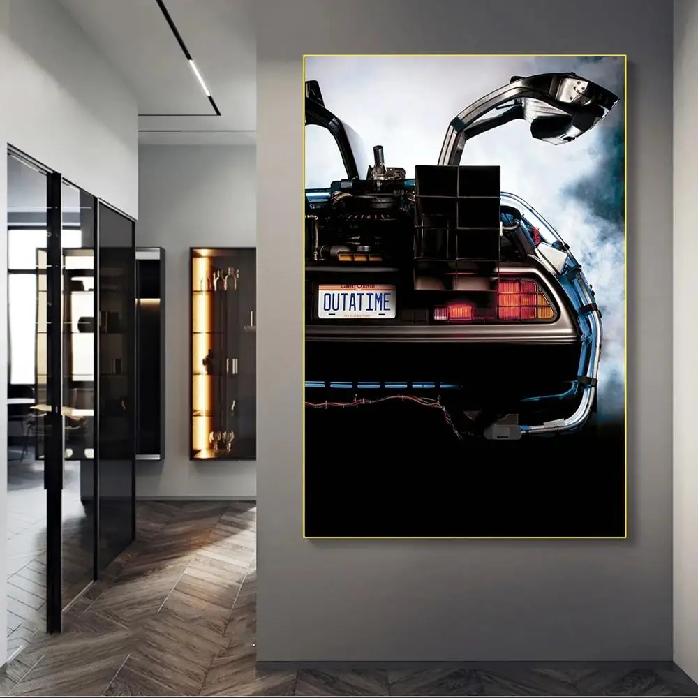 Фото Классические заколки для фильмов «Назад в будущее» Delorean Time Machine, печать плакатов, домашний декор, скандинавский минималистичный эстетический настенный рисунок №1