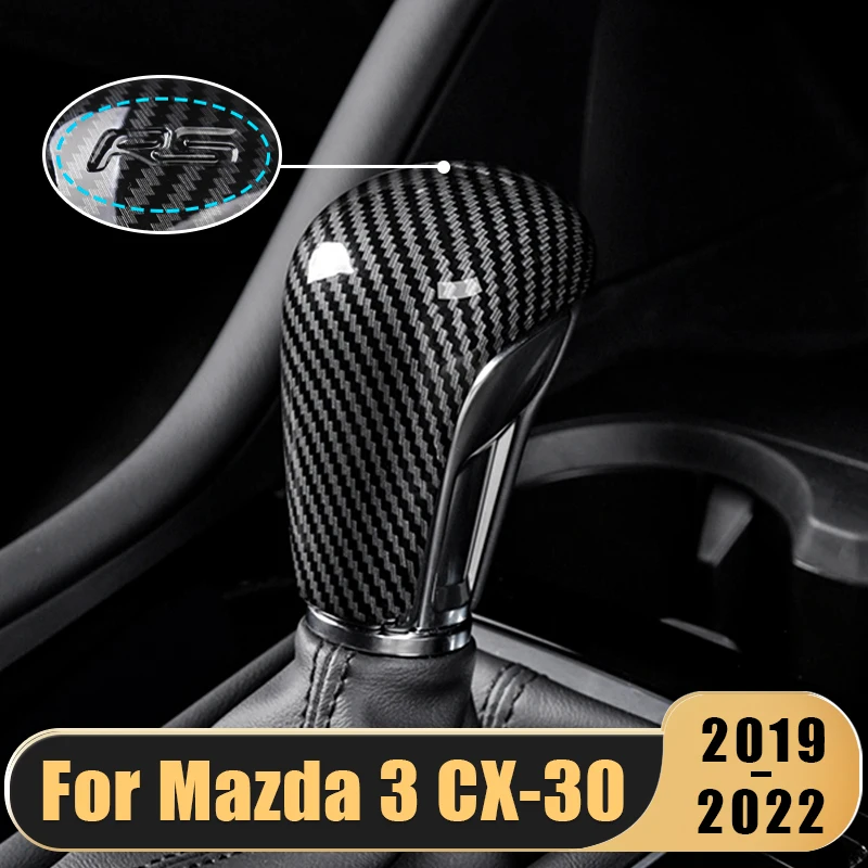 

For Mazda 3 BP Axela CX-30 CX30 CX-50 2019 2020 2021 2022 Carbon fiber Car Gear Shift Knob Gear Head Cover Case Trim Accessories