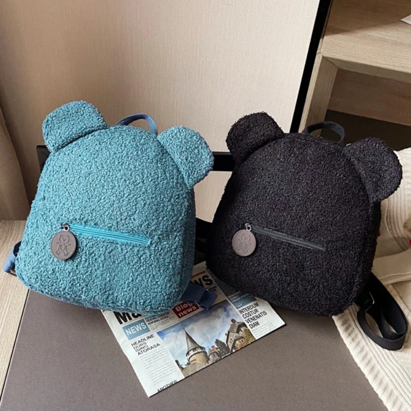 2022 Autumn Winter New Japanese Women Plush Bear Cute School Bags Girls Student Backpack