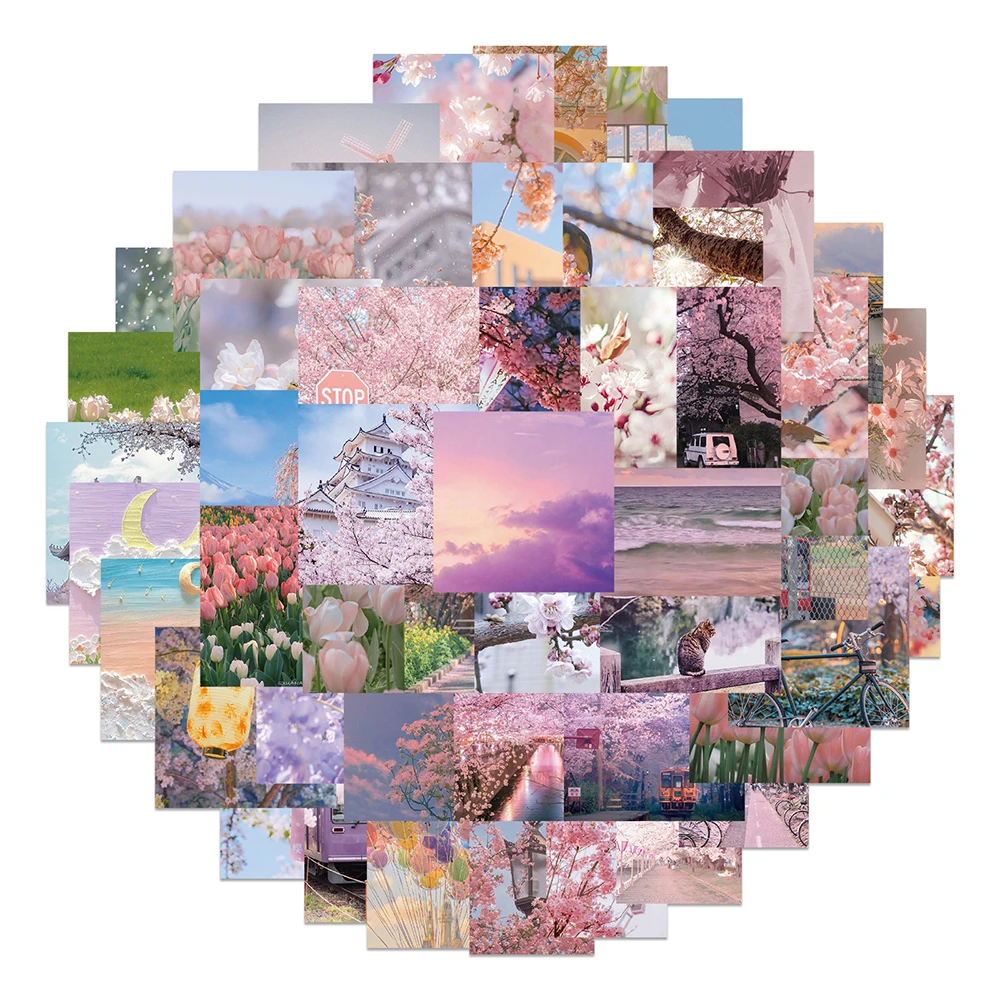 

10/30/65pcs Romantic Spring Flower Stickers Aesthetic Ins Style Cherry Blossoms Decals Luggage Laptop Phone Suitcase Car DIY Toy