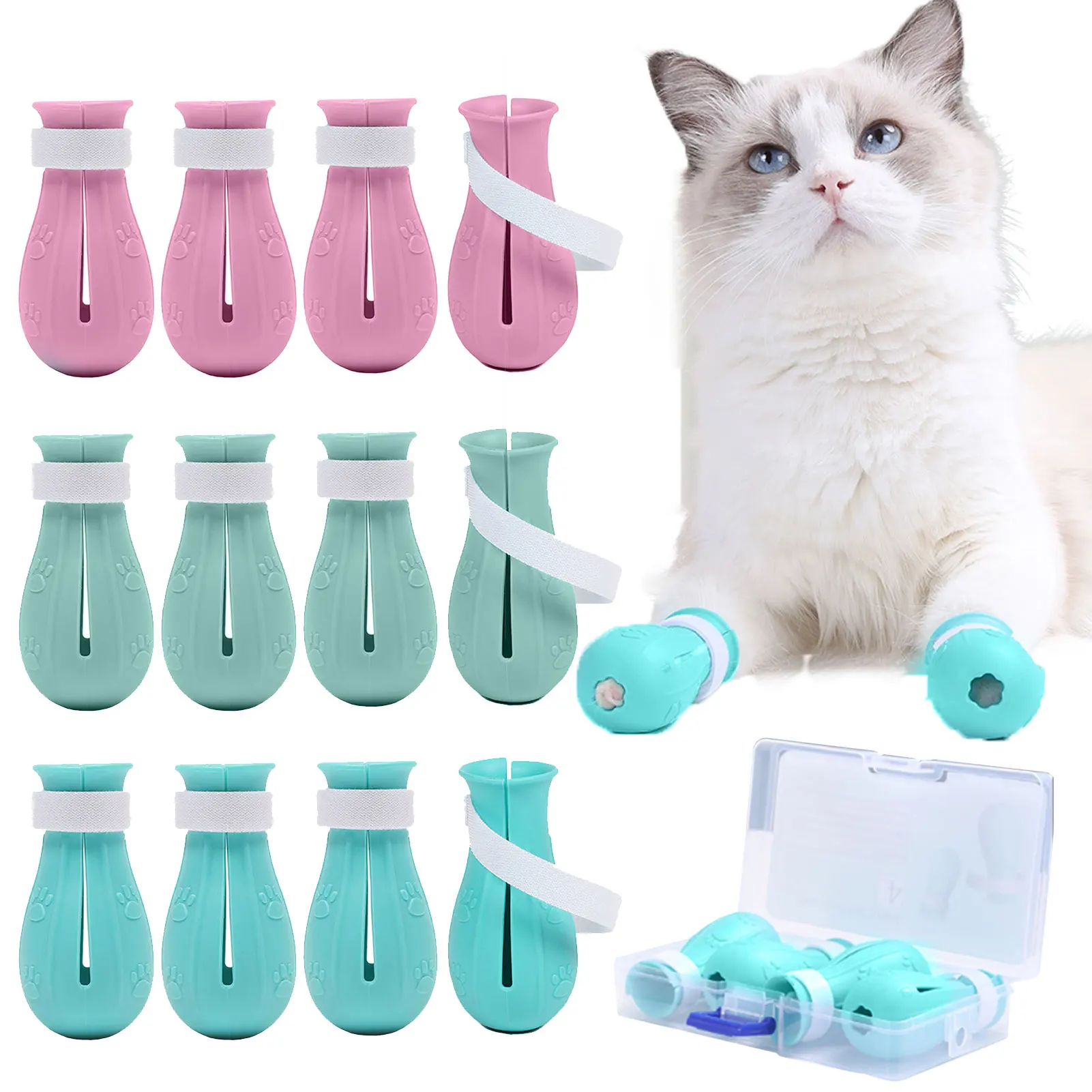 

Cat Shoes Adjustable Cat Feet Covers Cat Adjustable Mittens For Bathing Shaving Ears Cleaning Cats Supplies