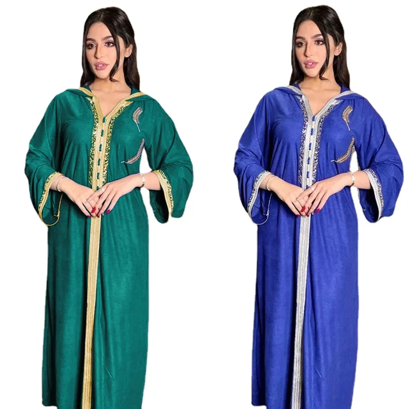 

2023 Ramadan Abayas For Women Abaya Dubai Muslim Hooded Dress Jalabiya Caftan Marocain Turkish Evening Gown Islam Clothing