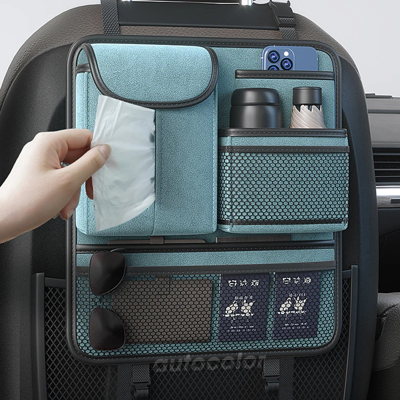 

Suede Leather Car Storage Bags Seat Back Hanging Bag Car Accessories Organizer Automotive Goods Stowing Tidying Tissue Boxes