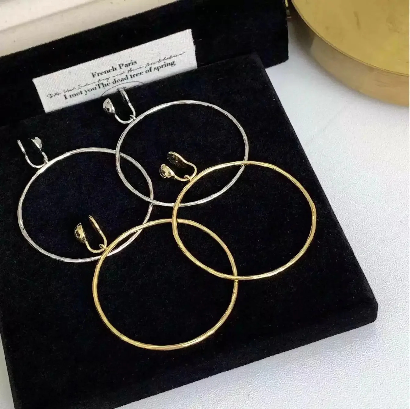 Новое женское уникальное 60 мм медное большое кольцо с прессованным цветком