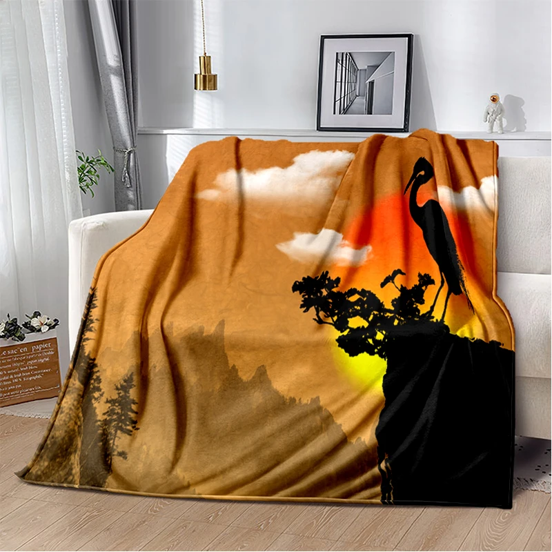 

Custom Made Blanket with Chinese Landscape Painting Blanket Light and Warm for Home Sofa Bed Picnic and Camping Blanket Gift