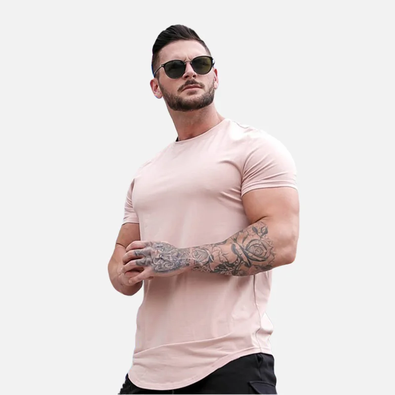 

1241 Merk Gym Kleding Fitness T-shirt Mannen Mode Hip Hop Zomer Korte Mouw T-shirt Katoen Bodybuilding Spier Tshirt man