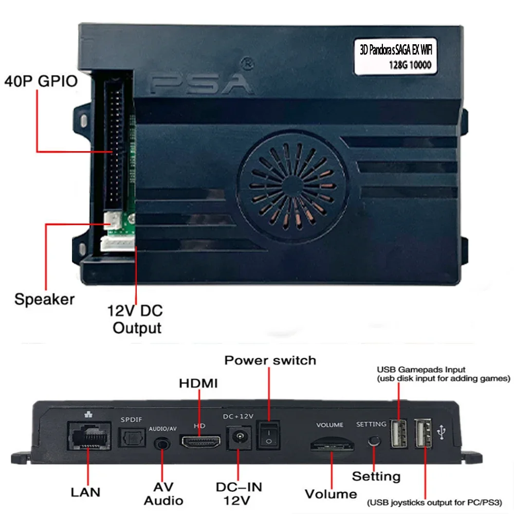 2-плеер 8000 в 1 Pandora Saga EX 3D Копия SANWA Джойстик Хромированная светодиодная кнопка DIY