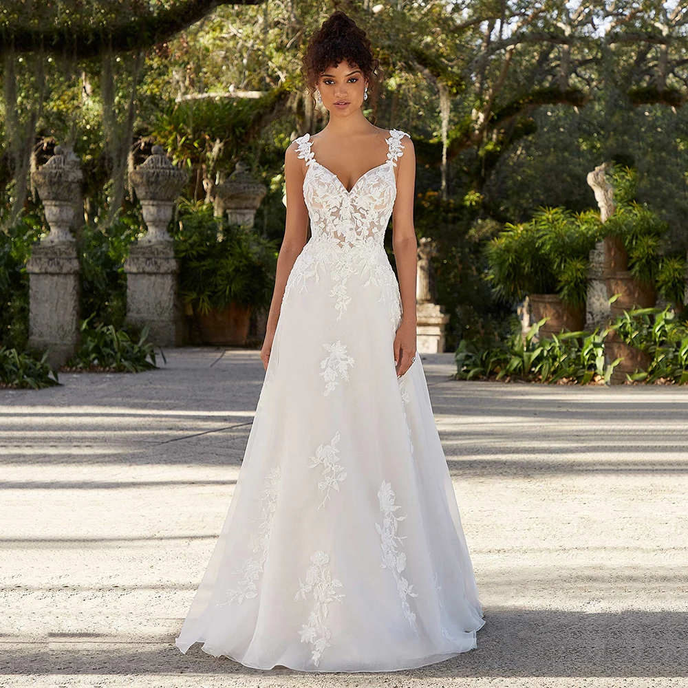 

Robe De Mariée Sexy Lace Wedding Dresses Spaghetti Straps A Line Bridal Gowns African Style Abito Da Sposa Court Train