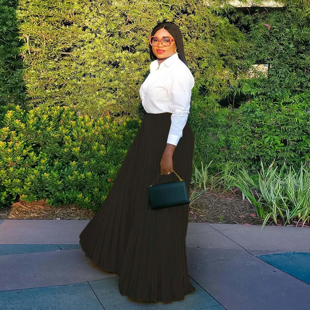 

Long Skirt Pleated All-match Large Swing Skirt Long Skirt Long Skirt Casual Skirt Office Ladies Bottoms Summer 2022 African