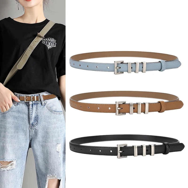 

New Belt Ladies Pin Buckle Jeans Fashion All-match Decorative Thin Belt Leather Ins Style Personalized Pants Belt Trendy Belt