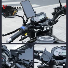 Vmonv Universal Metal Chargable Motorcycle Rearview Mirror Cell Phone Holder Stand Smartphone Handlebar Bike Moto Mount Holder