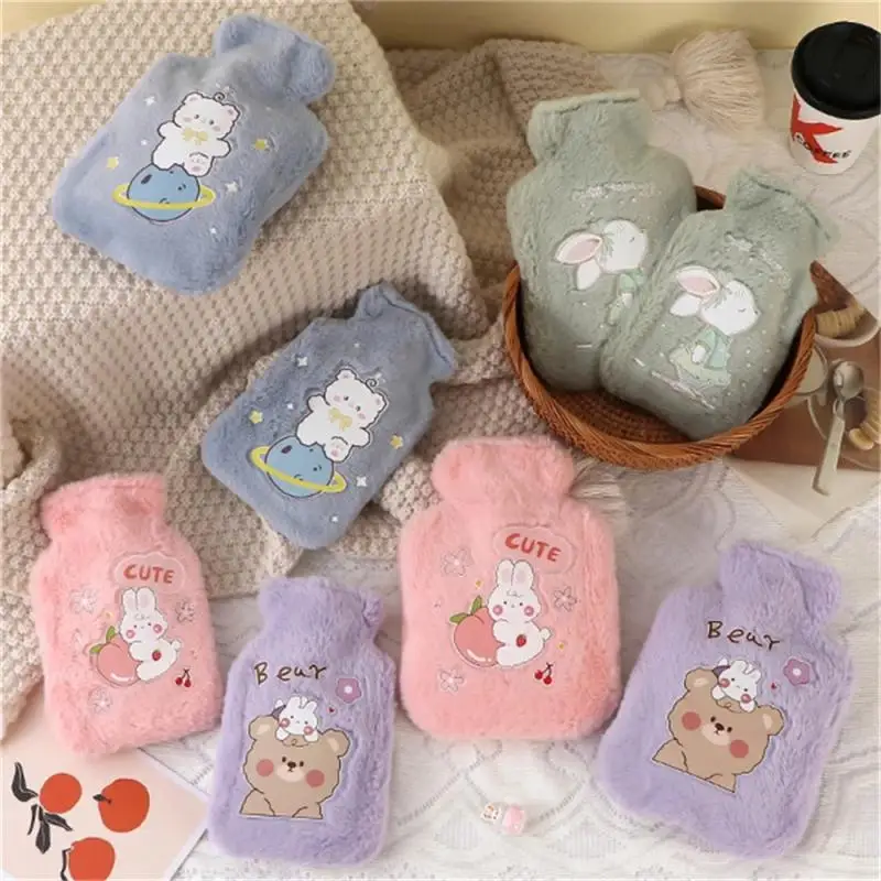 

Plush Cartoon Water Warmer Explosion-proof Thick Hot Water Bag Kawaii Bear Kat Rabbit Animal Pattern Water Bottle Hand Warmer