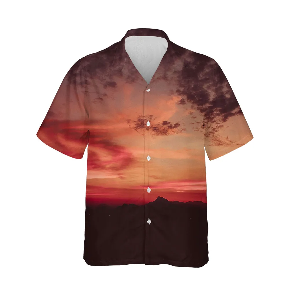

Jumeast 3D Гавайские летние мужские рубашки с коротким рукавом, высокое качество, удобные рубашки с заката, сумерки, однобортные блузки, одежда