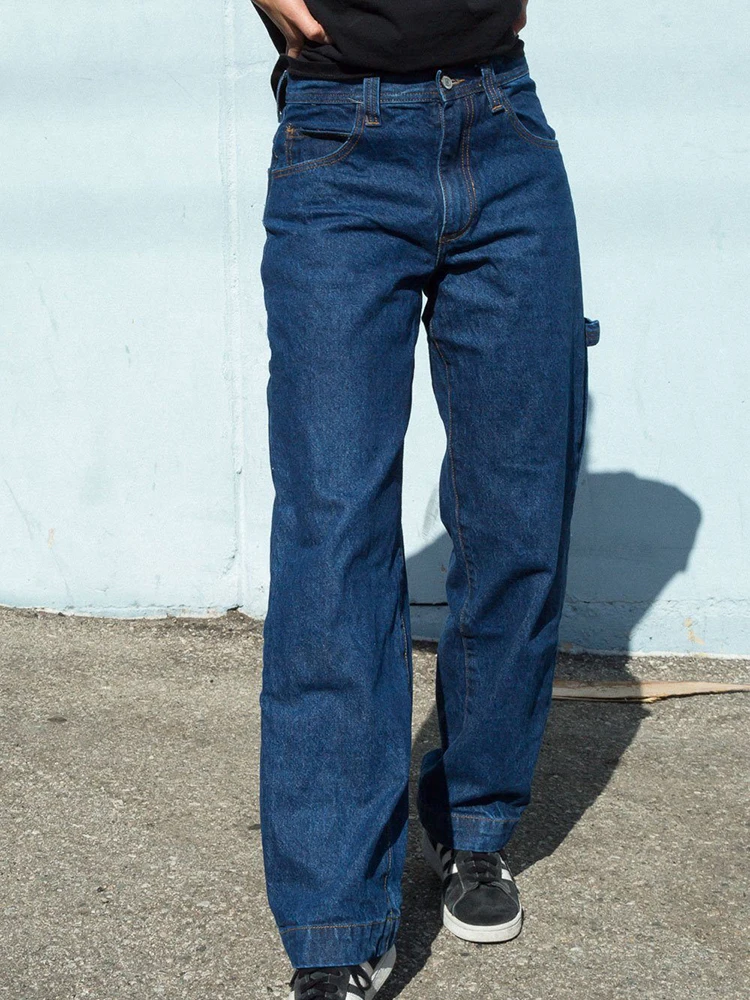 

Women High Waist Jeans 2022 Fashion Classic Baggy Straight Wide Leg Vintage Denim Trouser Lady Casual Simple Chic Jean Pants