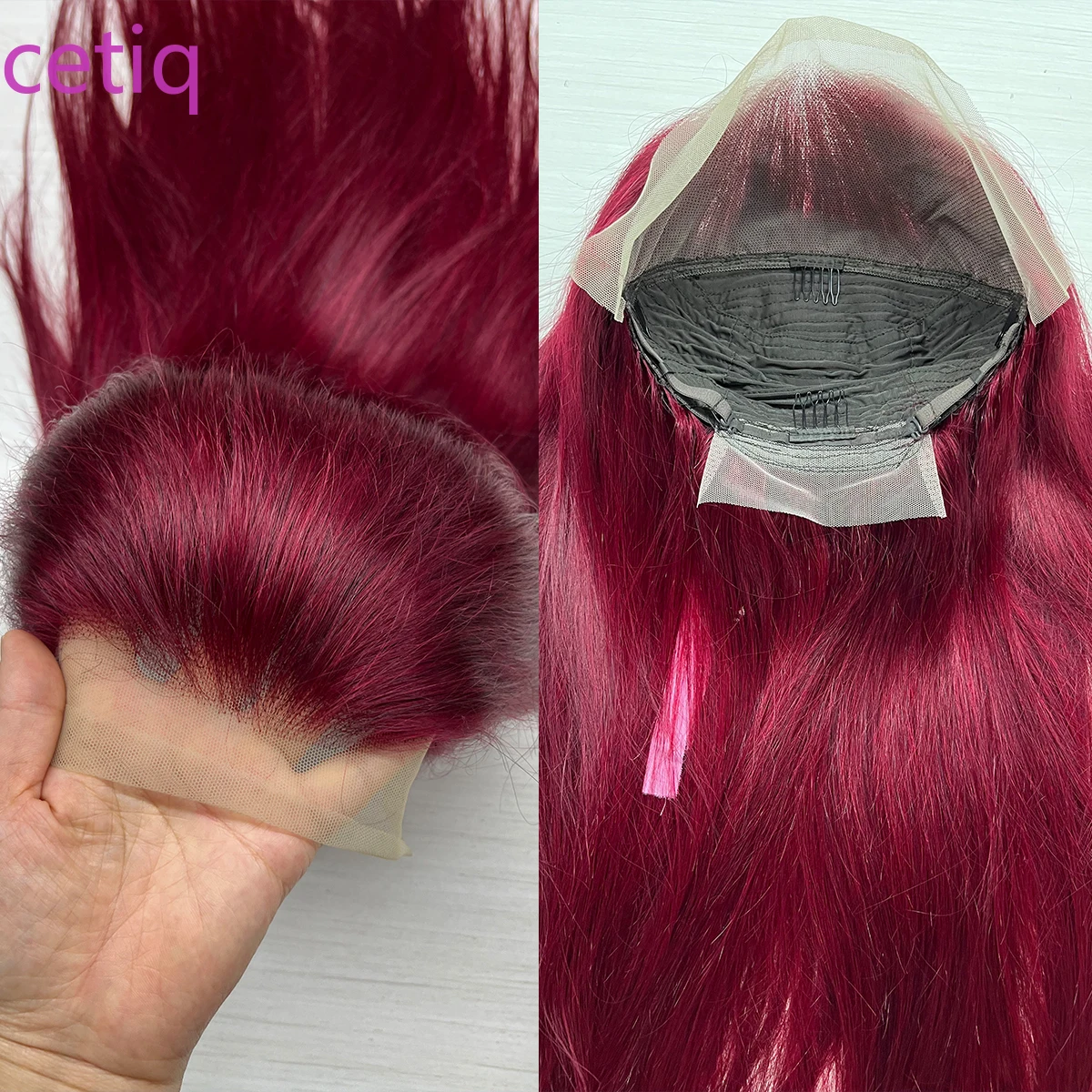 Парики на полной сетке бордового цвета 99J 13x4 парик из человеческих волос спереди