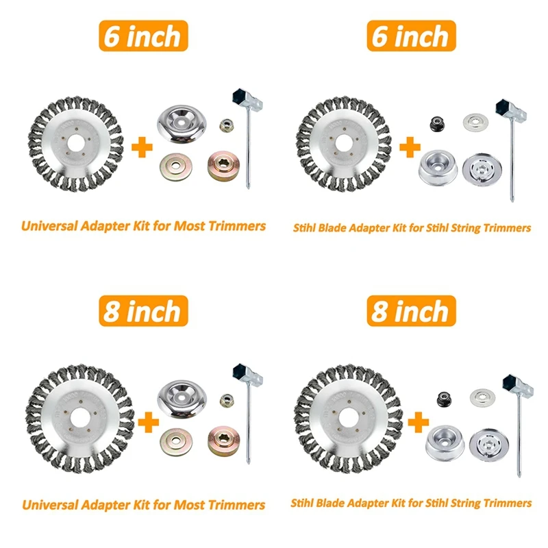 

6Pcs Steel Trimmer Head Brush Cutter Replacement Kit For String Trimmers Rust Removal Weed Grass Eater Head