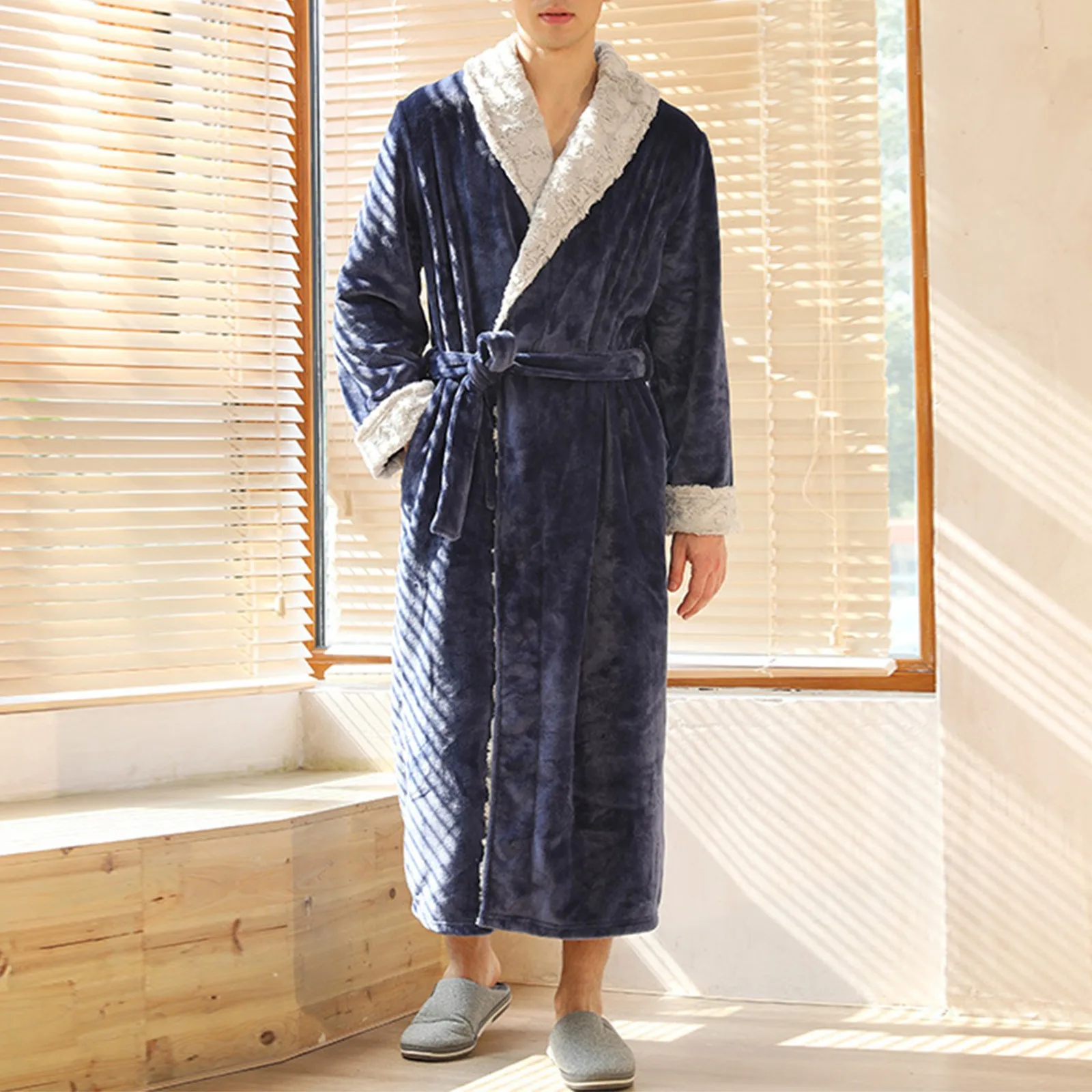 

Thick Warm Coral Fleece Bathrobe Men Winter Extra Long Kimono Flannel Bath Robe Plus Size Women Dressing Gown Lounge Sleepwear