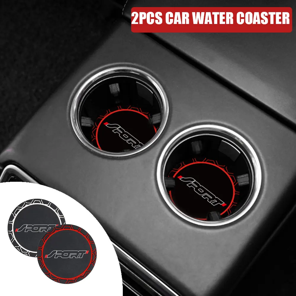 

2pcs For Ford Sport Anti-skid Cup Holders Car Water Cup Pad Rubber Mat Bottle Holder Coaster Interior Accessories