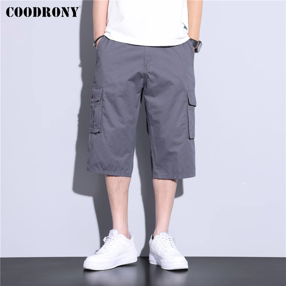 

COODRONY Brand Tooling Men's Calf-Length Pants Homme Summer New Arrivals Pure Cotton Breathable Pocket Casual Pants Male Z4032