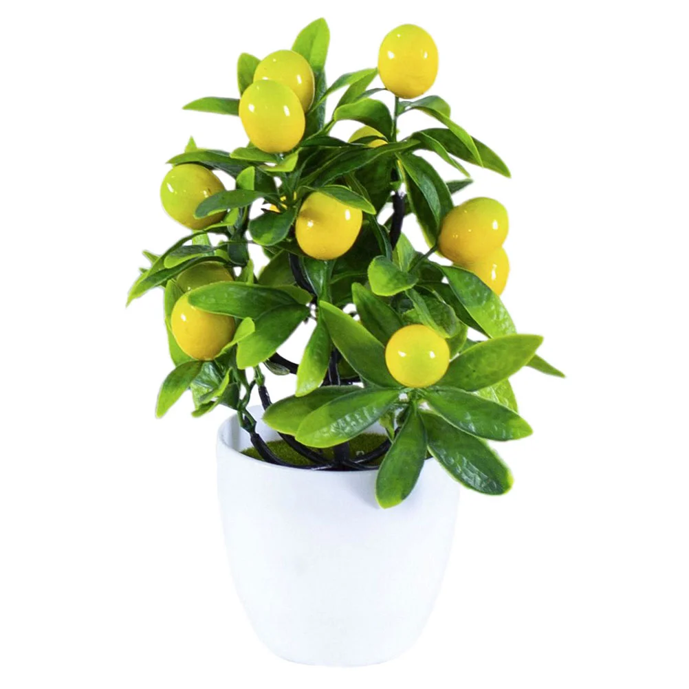 

Artificial Lemon Potted Faux Small Plants Desktop Fake Imitation Bonsai Ornaments Plastic Adornments