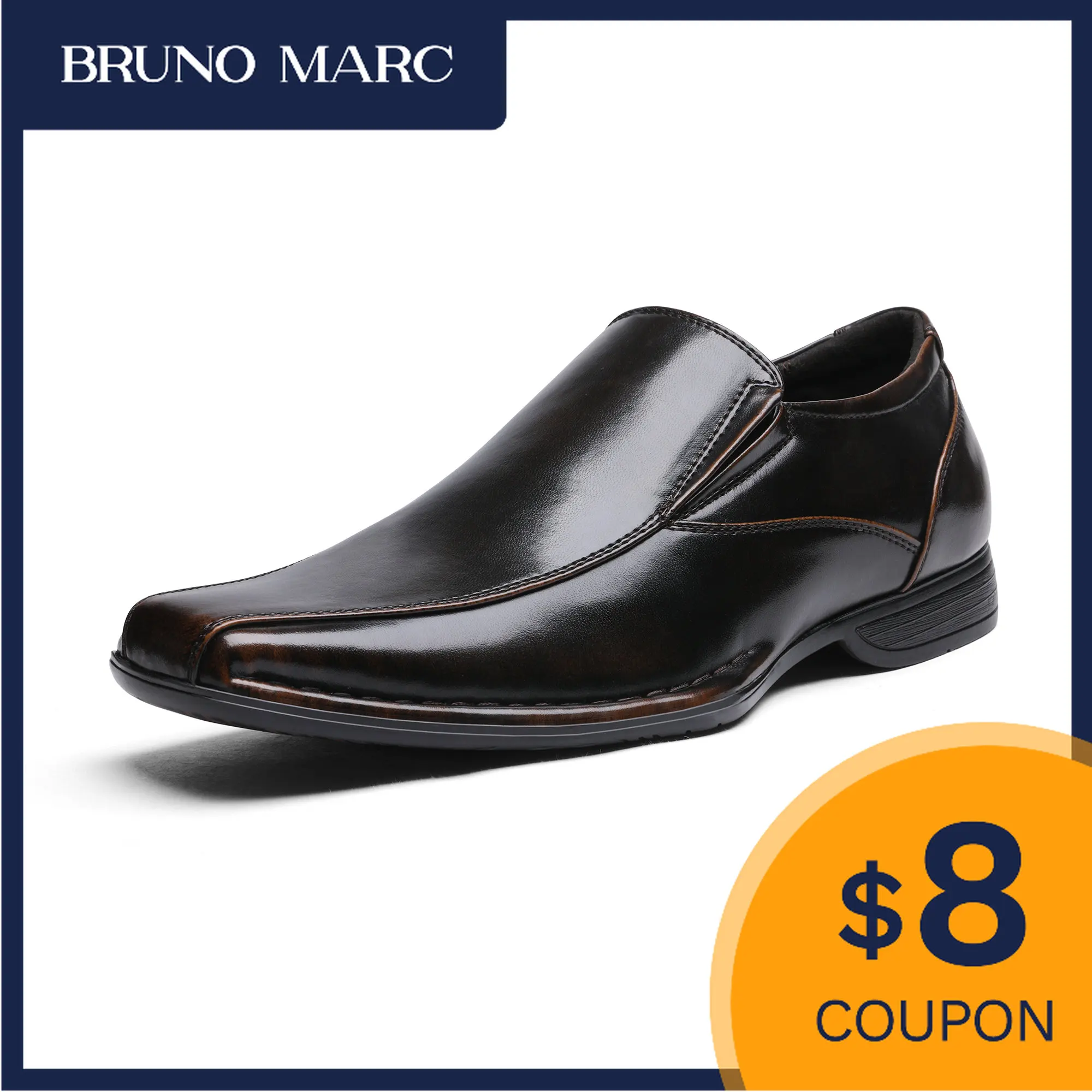 

Bruno Marc Men's Leather Lined Dress Loafers Shoes Square Toe Slip on Flexible Comfort Wedding Shoes for Men Free Shipping