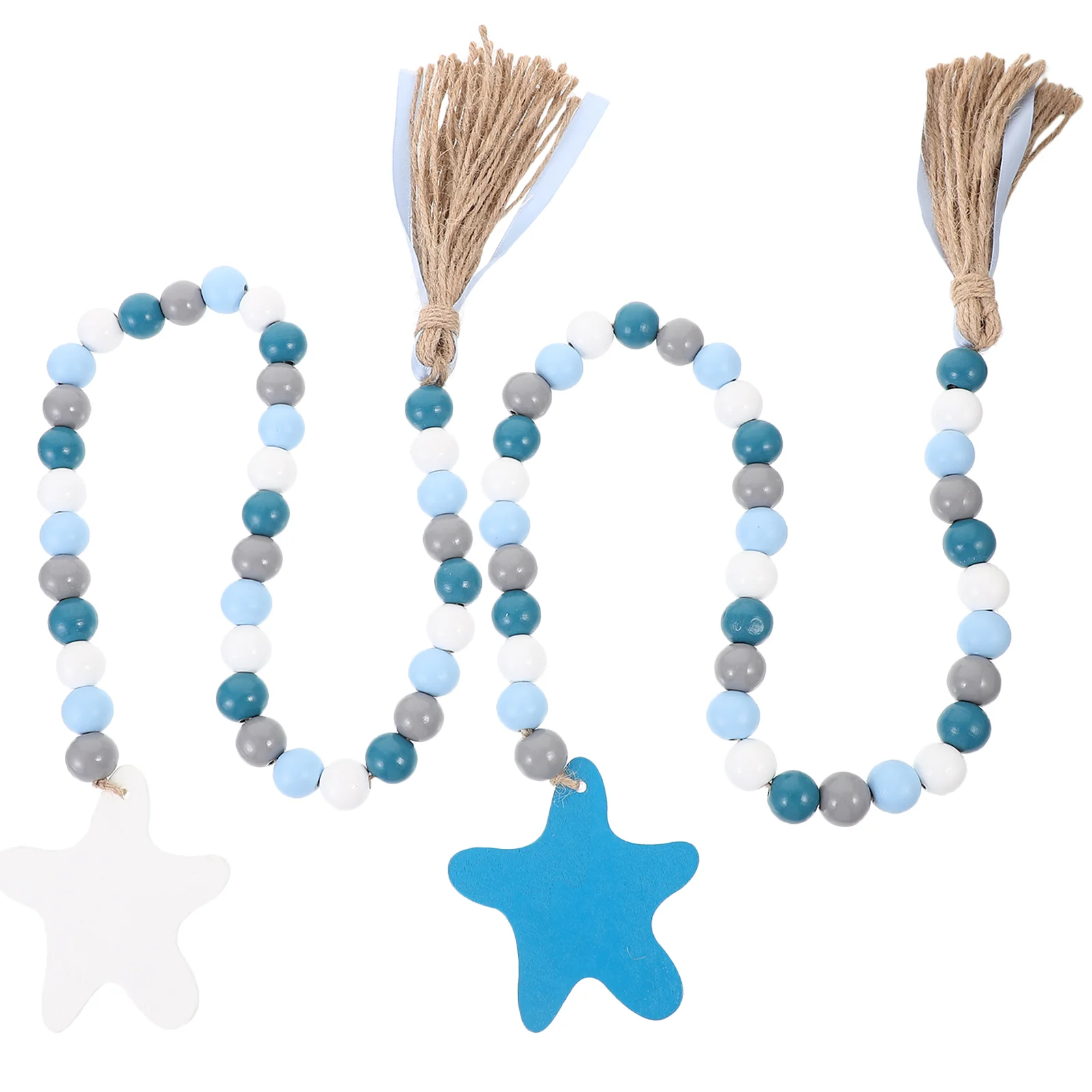 

Hanging Beads Decorative Garland Farmhouse Beaded Tassel Pendant Wood Wall Beach Ornament
