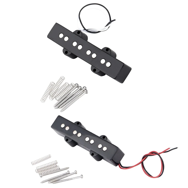 

New 2 Pcs Pro Electric Bass Open Type Noiseless Bridge Pickup For 4 String Jazz Bass Jb Style,Black (95X18.3Mm With 92X18.3Mm)