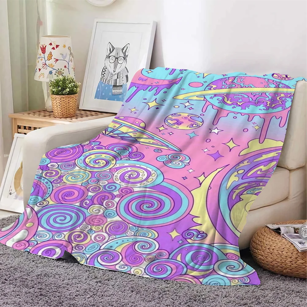 

CLOOCL Popular Flannel Blanket Beautiful Fantasy Planet Printed Soft Warm Teen Portable Travel Dormitory Blanket Home Textile